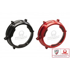 CNC Racing PRAMAC RACING LIMITED EDITION Clear Wet Clutch Cover With Carbon Inlay for the Ducati Panigale 1299/1199/959  Superleggera (and 899 too with modification)